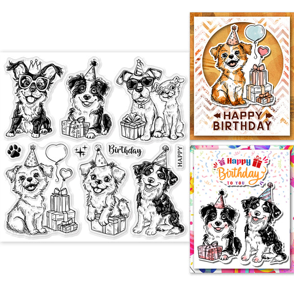 Silikonstempel-Set  Hundegeburtstag 15x15cm 10-teilig
