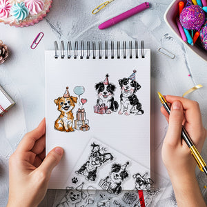 Silikonstempel-Set Hundegeburtstag 15x15cm 10-teilig