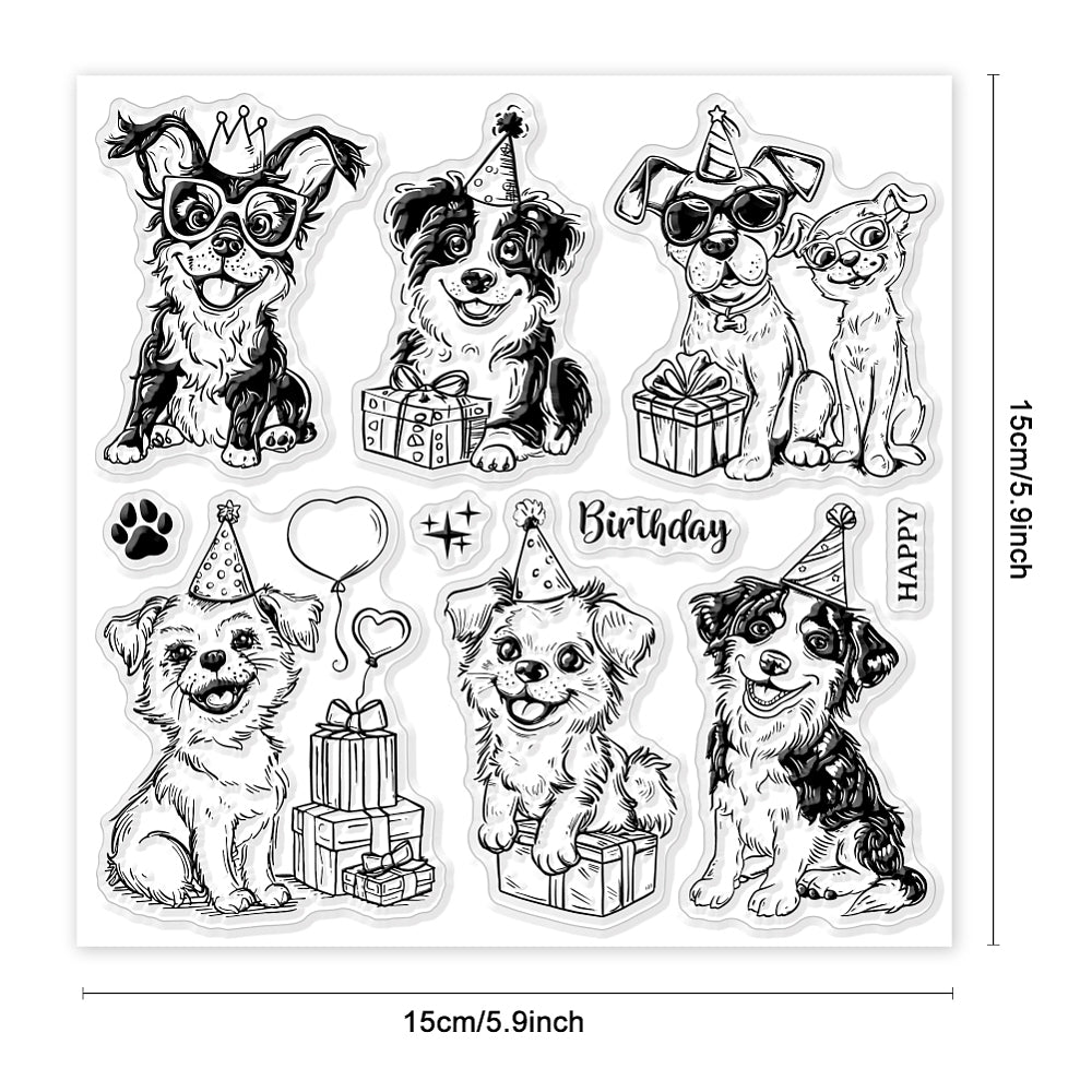 Silikonstempel-Set Hundegeburtstag 15x15cm 10-teilig