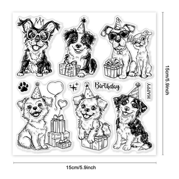 Silikonstempel-Set  Hundegeburtstag 15x15cm 10-teilig