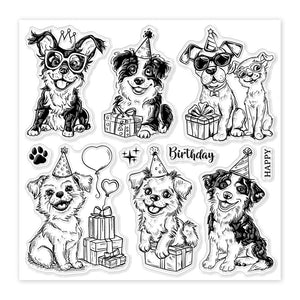 Silikonstempel-Set Hundegeburtstag 15x15cm 10-teilig