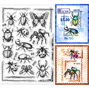 Silikonstempel-Set Insekten 21x14,8x0,3cm 1 Bogen 25-teilig