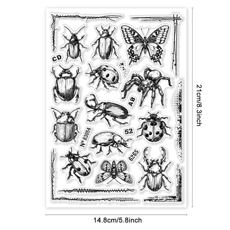 Silikonstempel-Set Insekten 21x14,8x0,3cm 1 Bogen 25-teilig