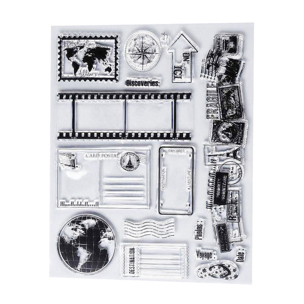 Silikonstempel-Set Travel the World 14,4x17,4cm 15-teilig