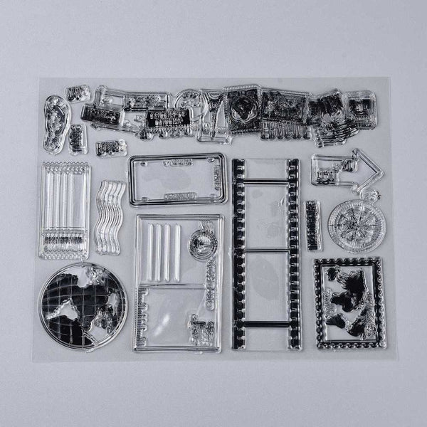 Silikonstempel-Set Travel the World 14,4x17,4cm 15-teilig