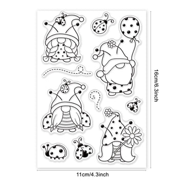 Silikonstempel Wichtel mit Marienkäfer-Set 16x11cm 1 Bogen
