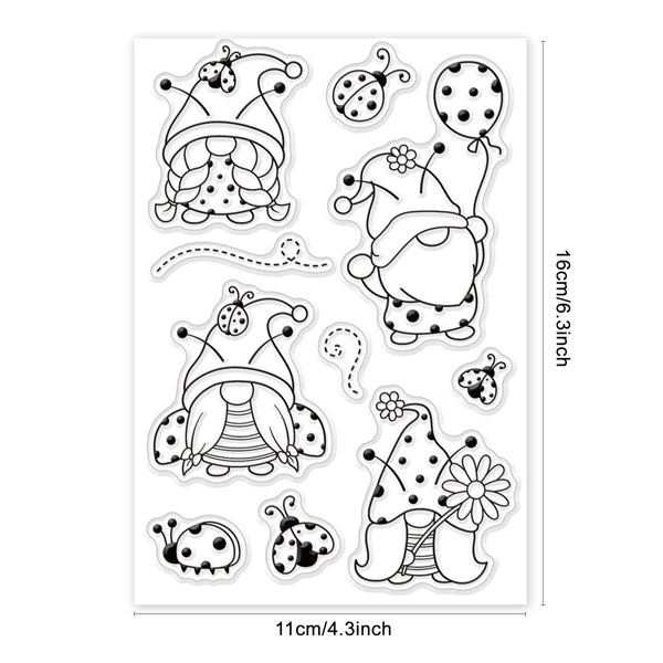 Silikonstempel Gnome mit Marienkäfer-Set 16x11cm 1 Bogen