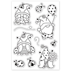 Silikonstempel Gnome mit Marienkäfer-Set 16x11cm 1 Bogen