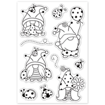 Silikonstempel Wichtel mit Marienkäfer-Set 16x11cm 1 Bogen