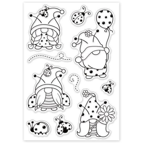 Silikonstempel Gnome mit Marienkäfer-Set 16x11cm 1 Bogen