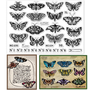 Silikonstempel Motten Falter Schmetterling Set 21x14,8cm 31-teilig