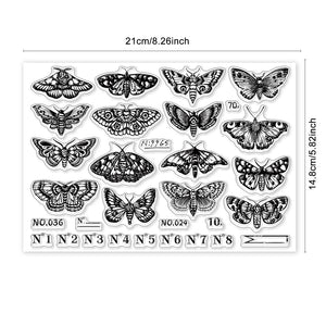 Silikonstempel Motten Falter Schmetterling Set 21x14,8cm 31-teilig