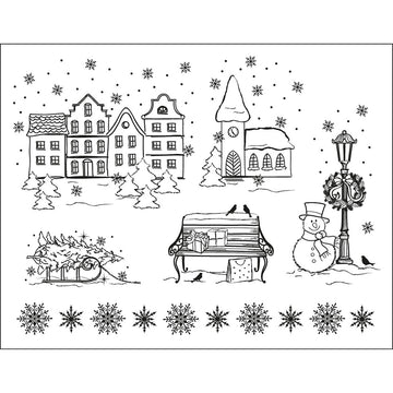 Silikonstempel Weihnachtsstadt 14x18 cm