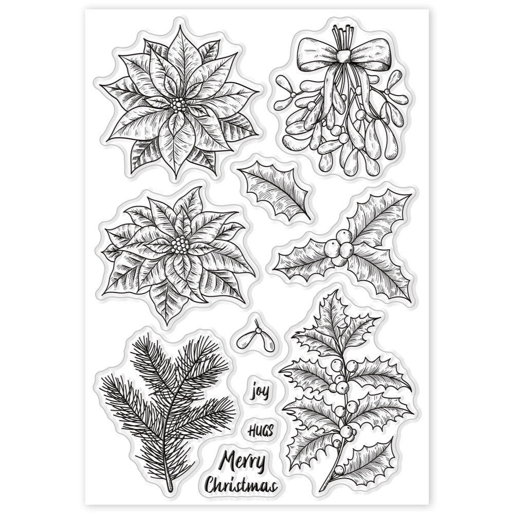 Silikonstempel Weihnachtsstern Merry Christmas 16x11cm 1 Bogen