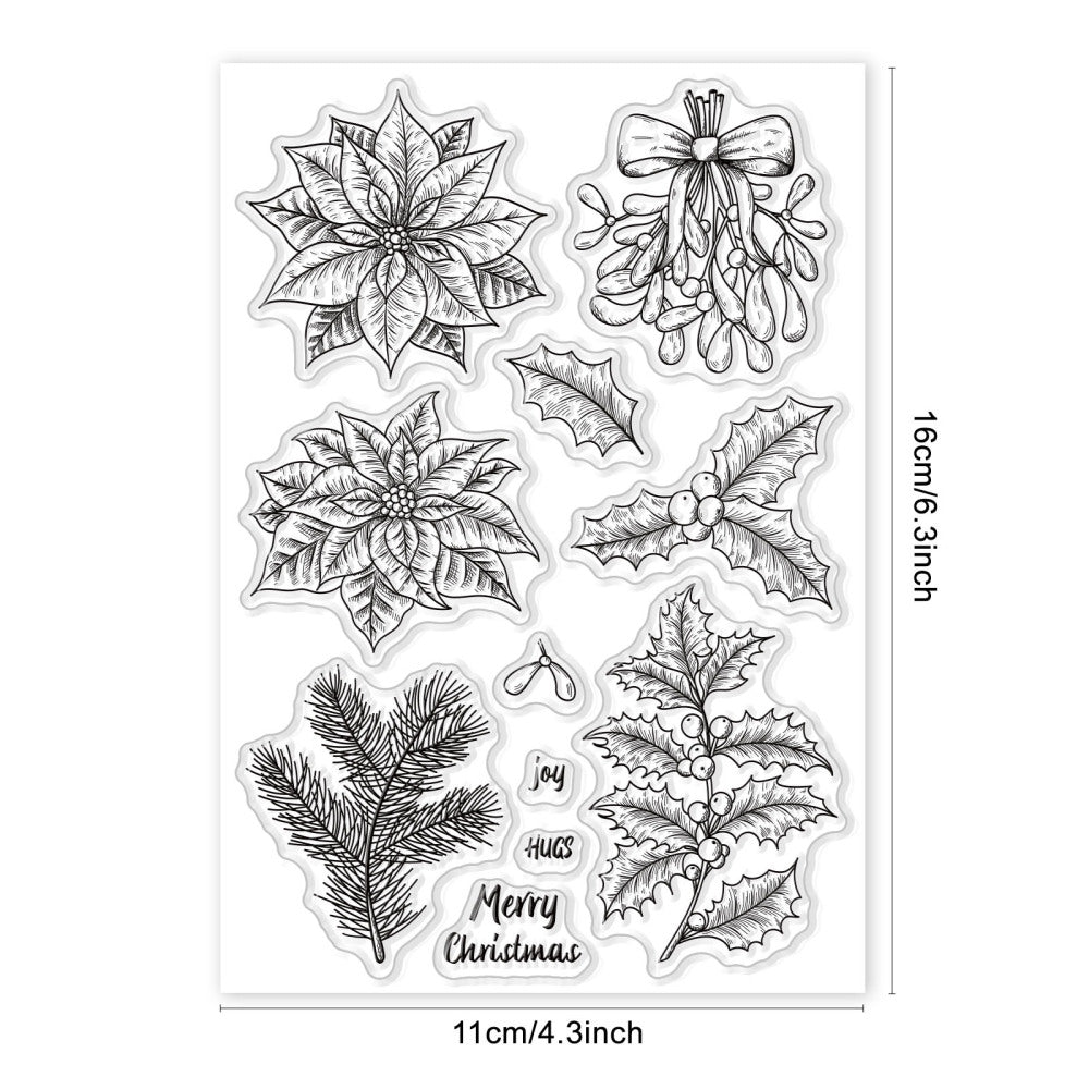 Silikonstempel Weihnachtsstern Merry Christmas 16x11cm 1 Bogen