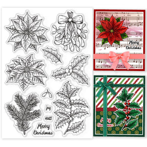 Silikonstempel Weihnachtsstern Merry Christmas 16x11cm 1 Bogen