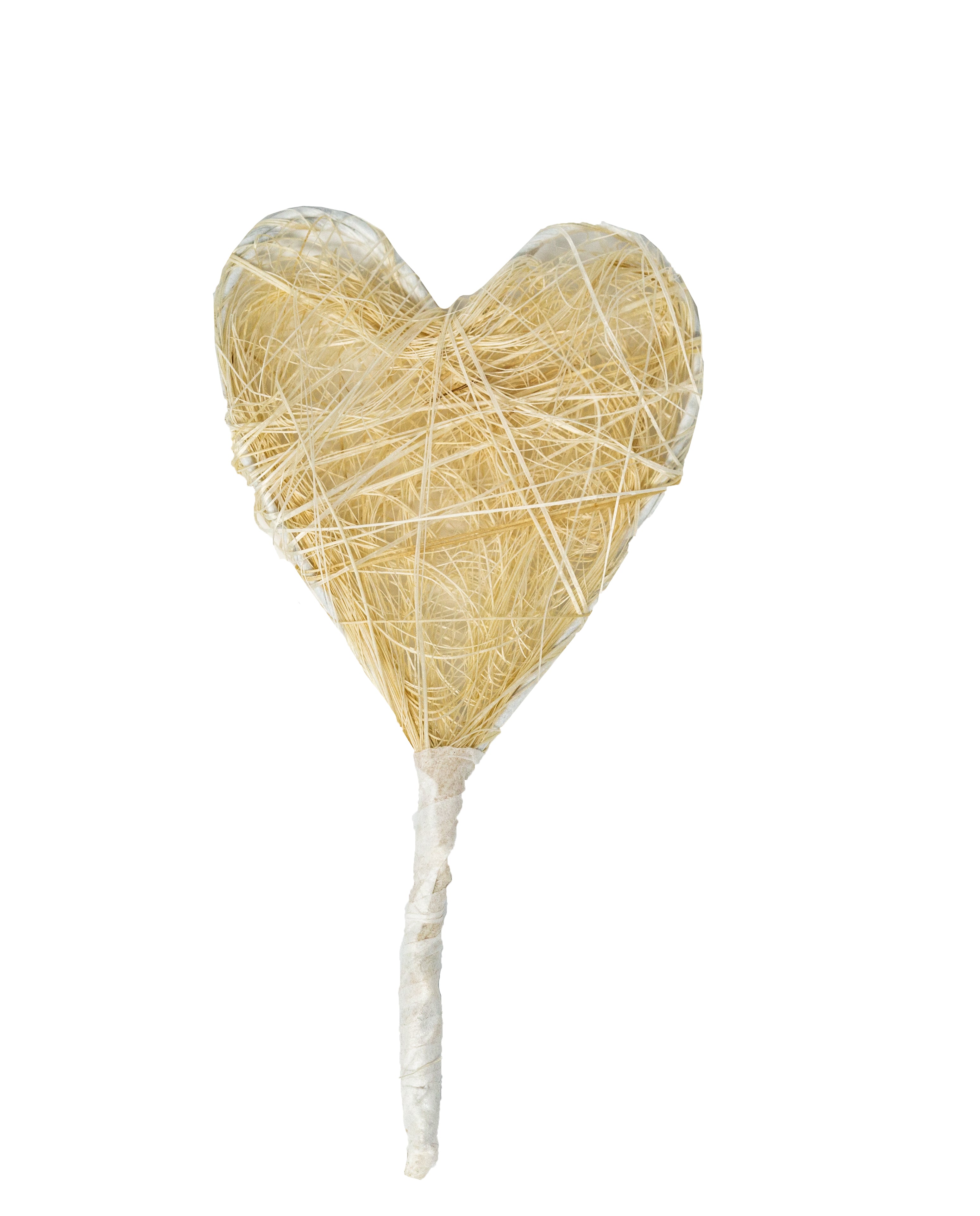 Sisal-Herz am Stiel creme 4,5cm 1 Stück