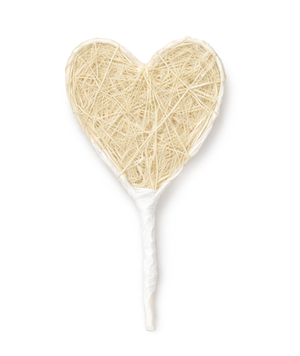Sisal-Herz am Stiel creme 4,5cm 1 Stück