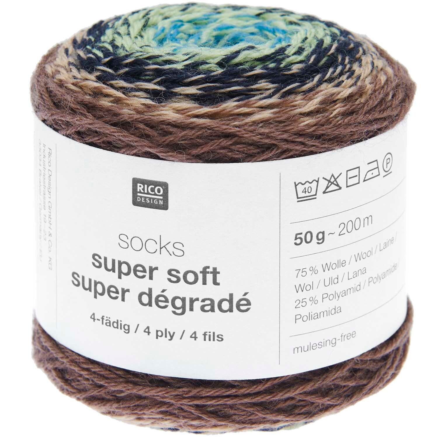 Rico Design Socks Super Soft Super Dégradé Sockenwolle 4-fädig 50g 200m
