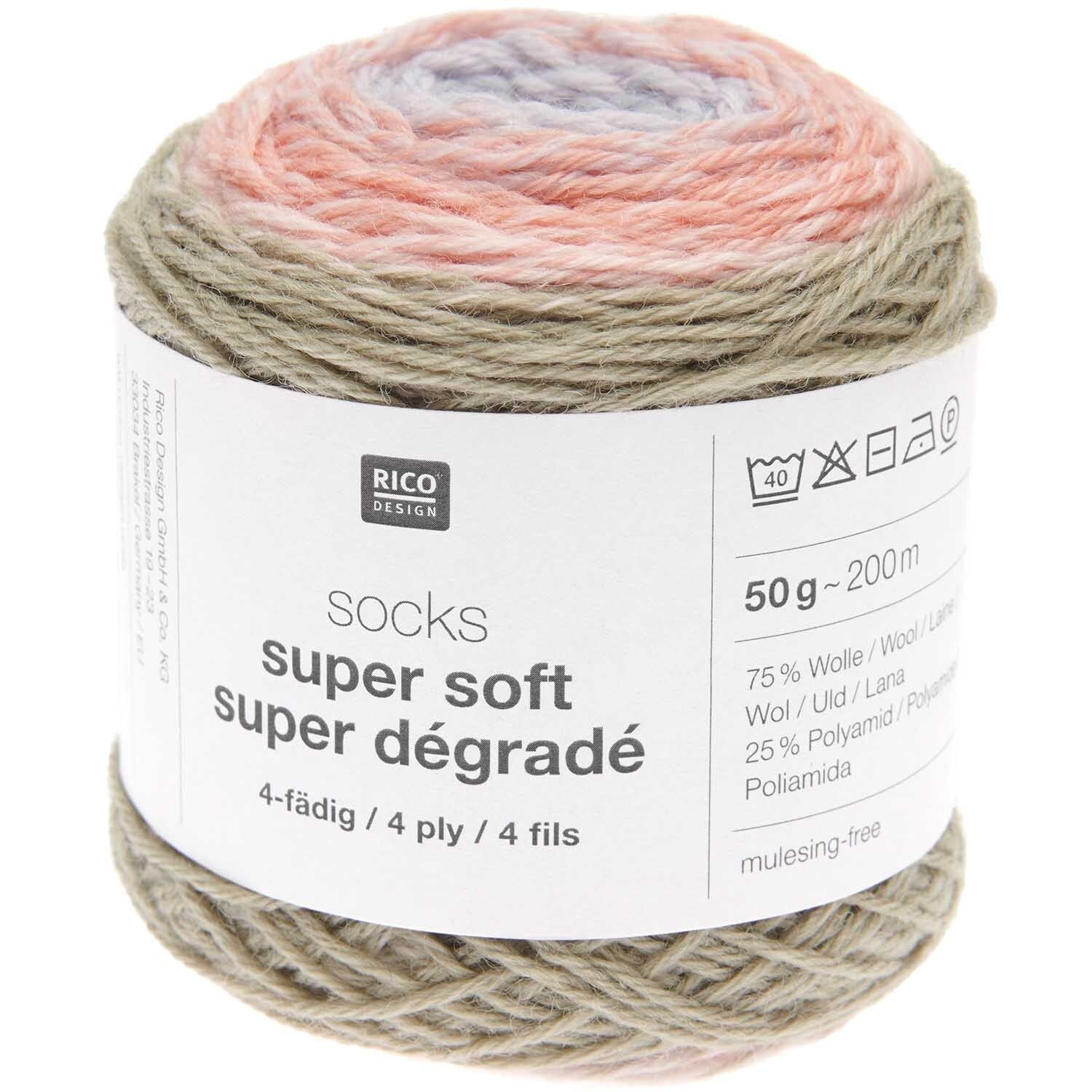 Rico Design Socks Super Soft Super Dégradé Sockenwolle 4-fädig 50g 200m