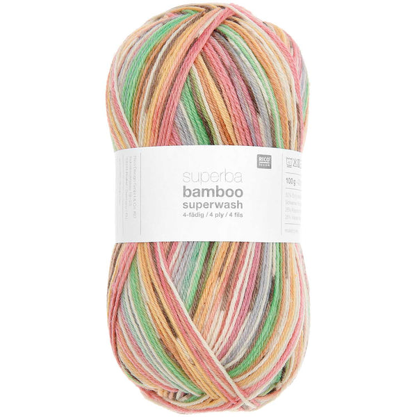 Superba Bamboo superwash 4-fädig Sockenwolle 50% Schurwolle 25% Polyamid 25% Viskos 100g / 420m