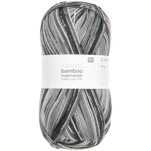 Superba Bamboo superwash 4-fädig Sockenwolle 50% Schurwolle 25% Polyamid 25% Viskos 100g / 420m