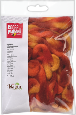 Space-Wolle Kammzug meliert rot-orange-mix 27mic 25g