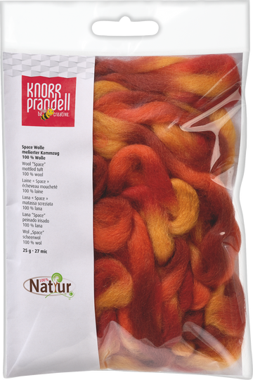 Space-Wolle Kammzug meliert rot-orange-mix 27mic 25g