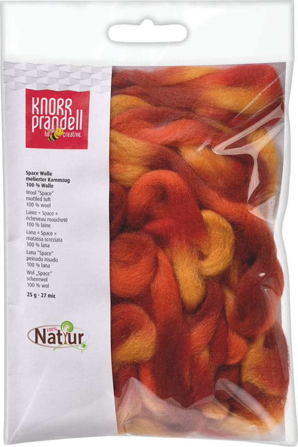 Space-Wolle Kammzug meliert rot-orange-mix 27mic 25g