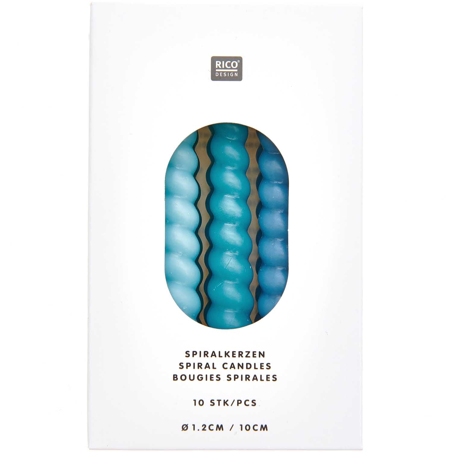 Spiralkerzen blautöne 10 x 1,2 cm 10 Stück