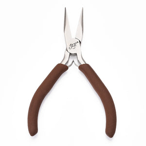 Spitzzange aus Stahl für Schmuckherstellung Nadelzange mit Kunststoffgriff braun 12×8,5cm 1 Stück
