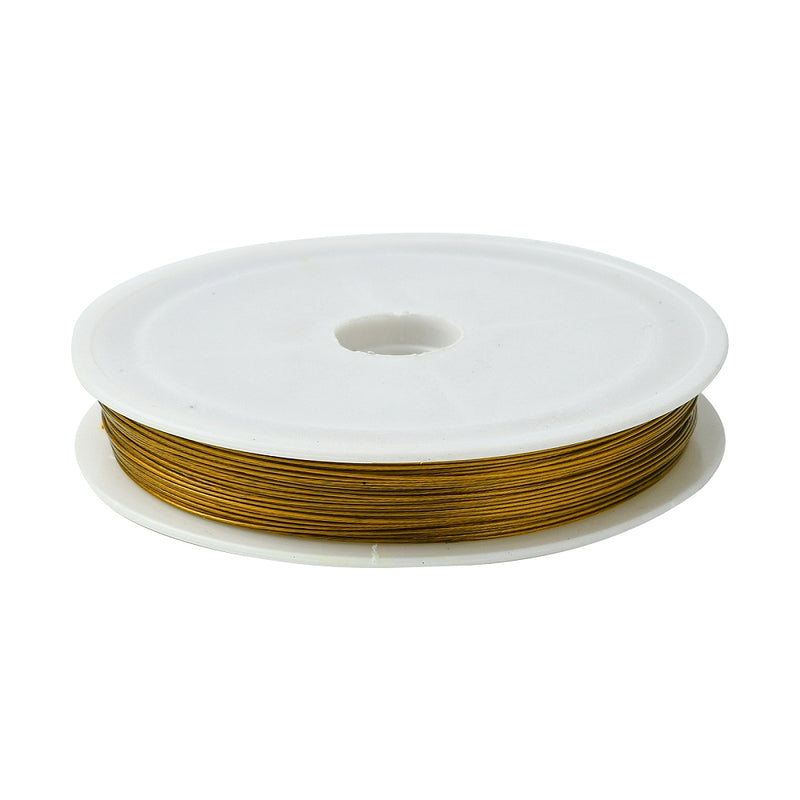 Edelstahl-Draht ummantelt messingfärbig 0,45mm 50m / Spule