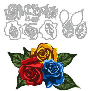 Stanzschablone Rose mehrschichtig 2 Bögen 97x90x0,8mm + 125x185x0,8mm