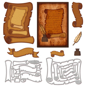 Stanzschablonen-Set Schriftrolle Urkunde Banner 11-teilig