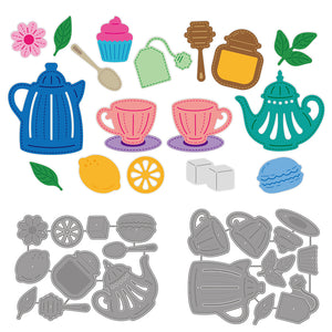 Stanzschablonen-Set Teekanne und Teetasse 2-teilig