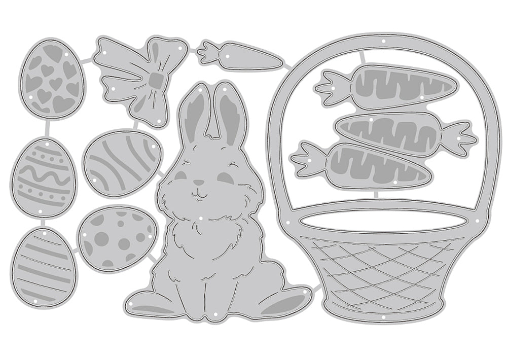 Stanzschablonen Osterhase mit Karotten 8,4x14cm