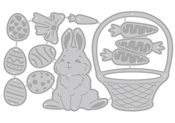 Stanzschablonen Osterhase mit Karotten 8,4x14cm