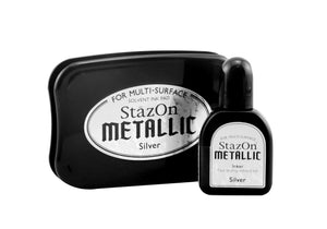 Tsukineko StazOn Stempelkissen-Set metallic silver Pigment Ink 2-teilig