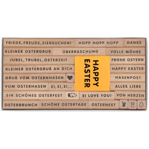 Stempelset Frohe Ostern FSC 100% 26 Stempel + schwarzes Stempelkissen