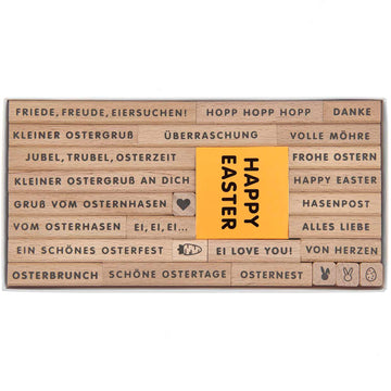 Stempelset Frohe Ostern FSC 100% 26 Stempel + schwarzes Stempelkissen
