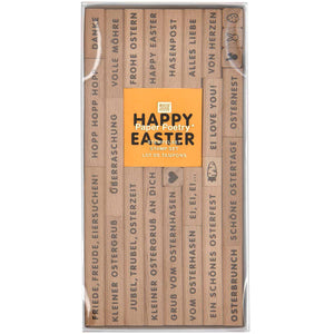 Stempelset Frohe Ostern FSC 100% 26 Stempel + schwarzes Stempelkissen