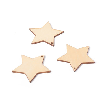 Stern Holzanhänger natur Lasercut Pappelholz 50x2,5mm 10 Stück