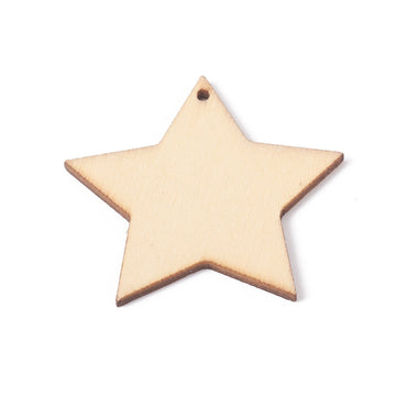 Stern Holzanhänger natur Lasercut Pappelholz 50x2,5mm 10 Stück