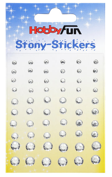 STONY-Sticker rund kristall selbstklebend, 3 Größen sort. 60 Stück kristall