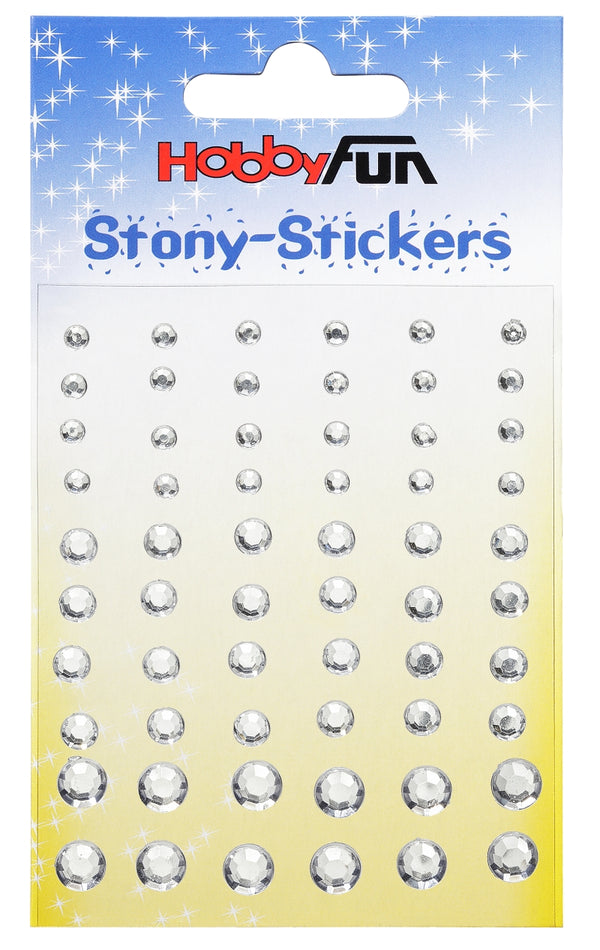 STONY-Sticker rund kristall selbstklebend, 3 Größen sort. 60 Stück kristall