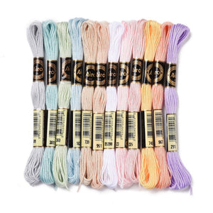 Stickgarn-Set 12 Farben 6-fädiges Polyester Stickgarn 8m pro Strang verschiedene Farben