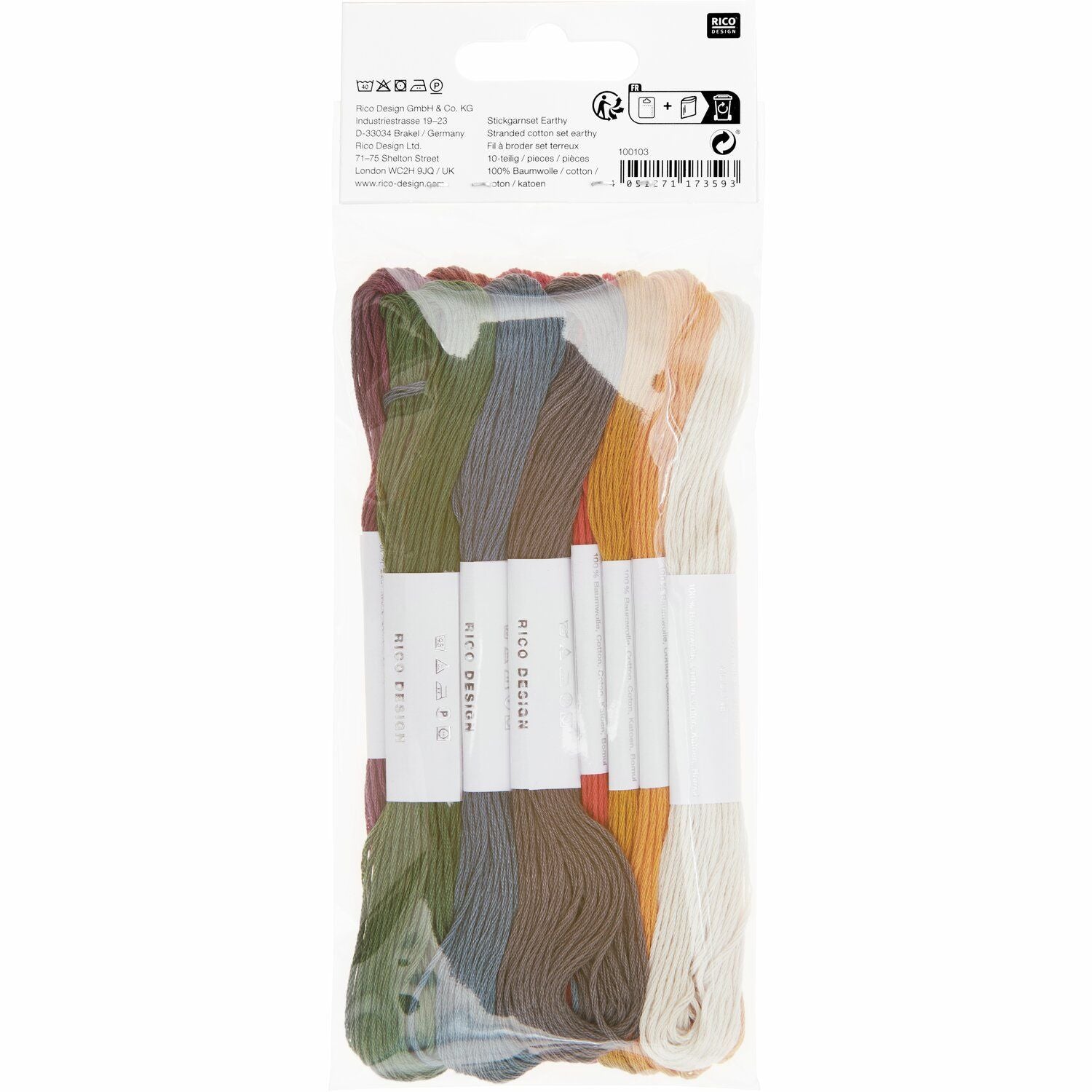 Stickgarnset EARTHY 100% Baumwolle 6-fädig 10 versch. Farben 8m/Farbe