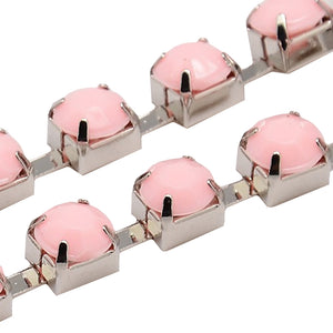 Strass-Kette rosa opal silberfärbig 6x5mm per Laufmeter