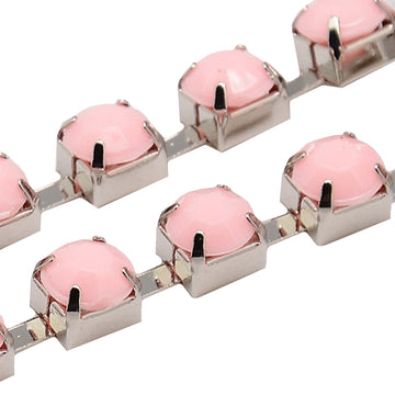 Strass-Kette rosa opal silberfärbig 6x5mm per Laufmeter