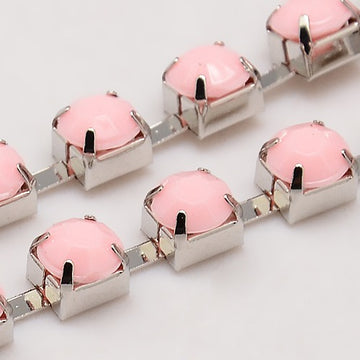 Strass-Kette rosa opal silberfärbig 6x5mm per Laufmeter